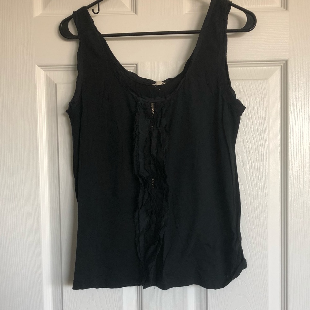 J. Crew Black Tank Top with Gold Sequence